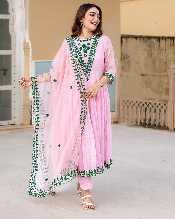 Blush Aari Work Anarkali Set