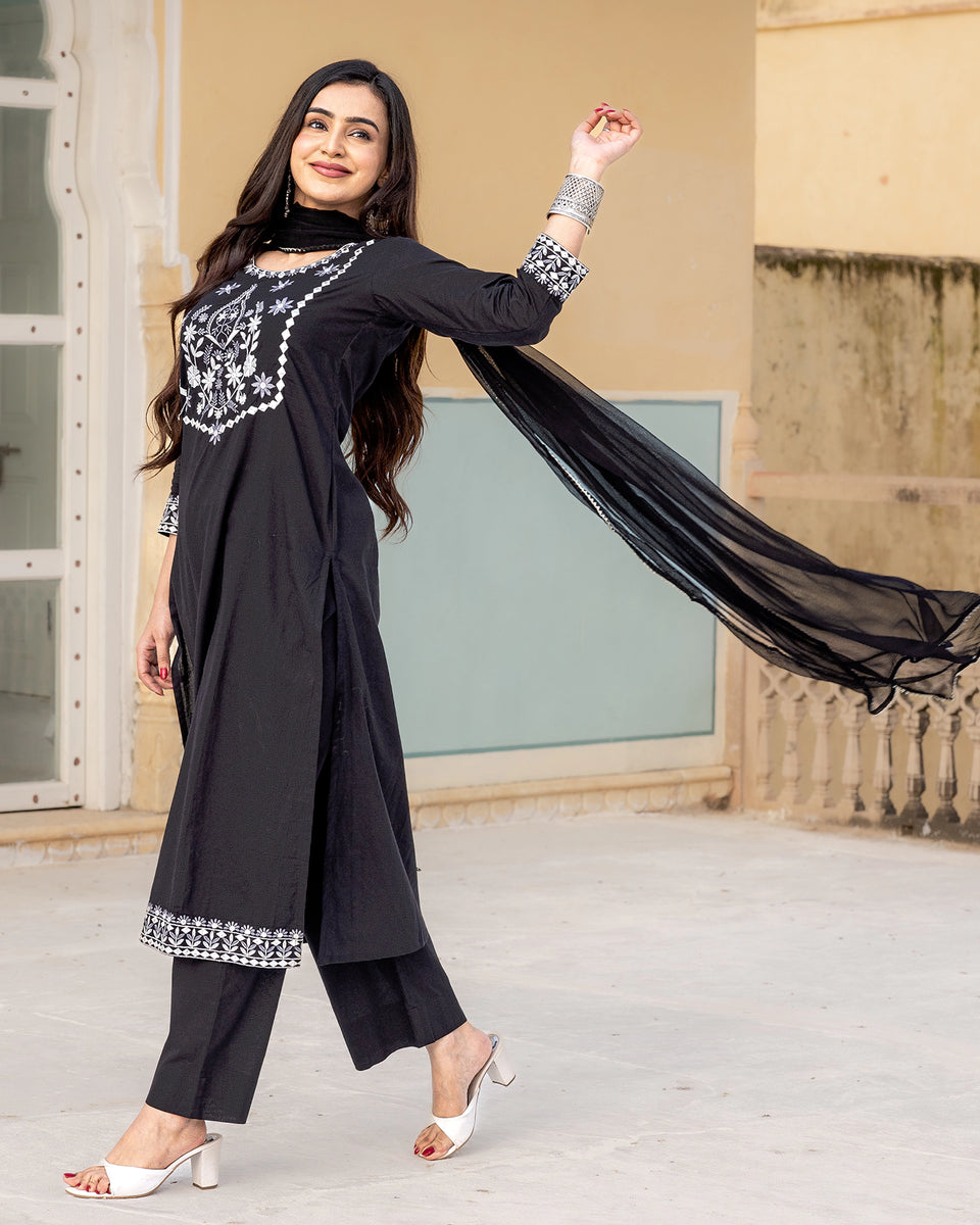 Black suit kurti outlet design