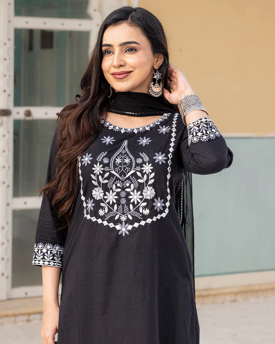 Black Aari Work Suit Set