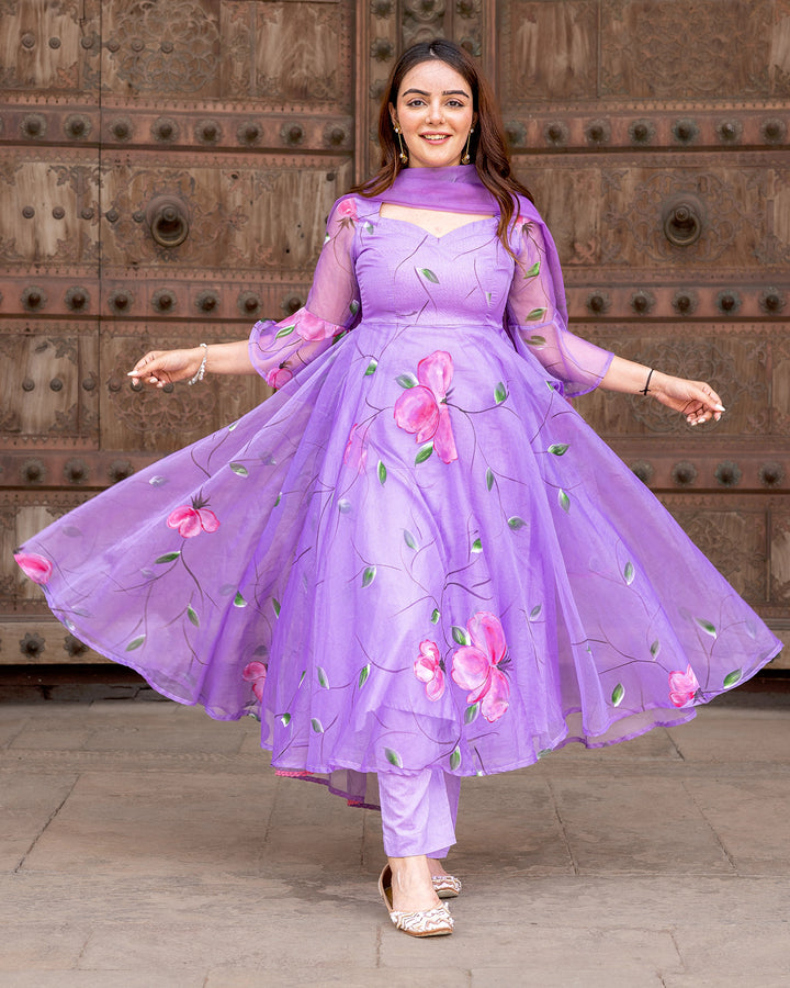 Lilac Handpainted Blossom Suit Set