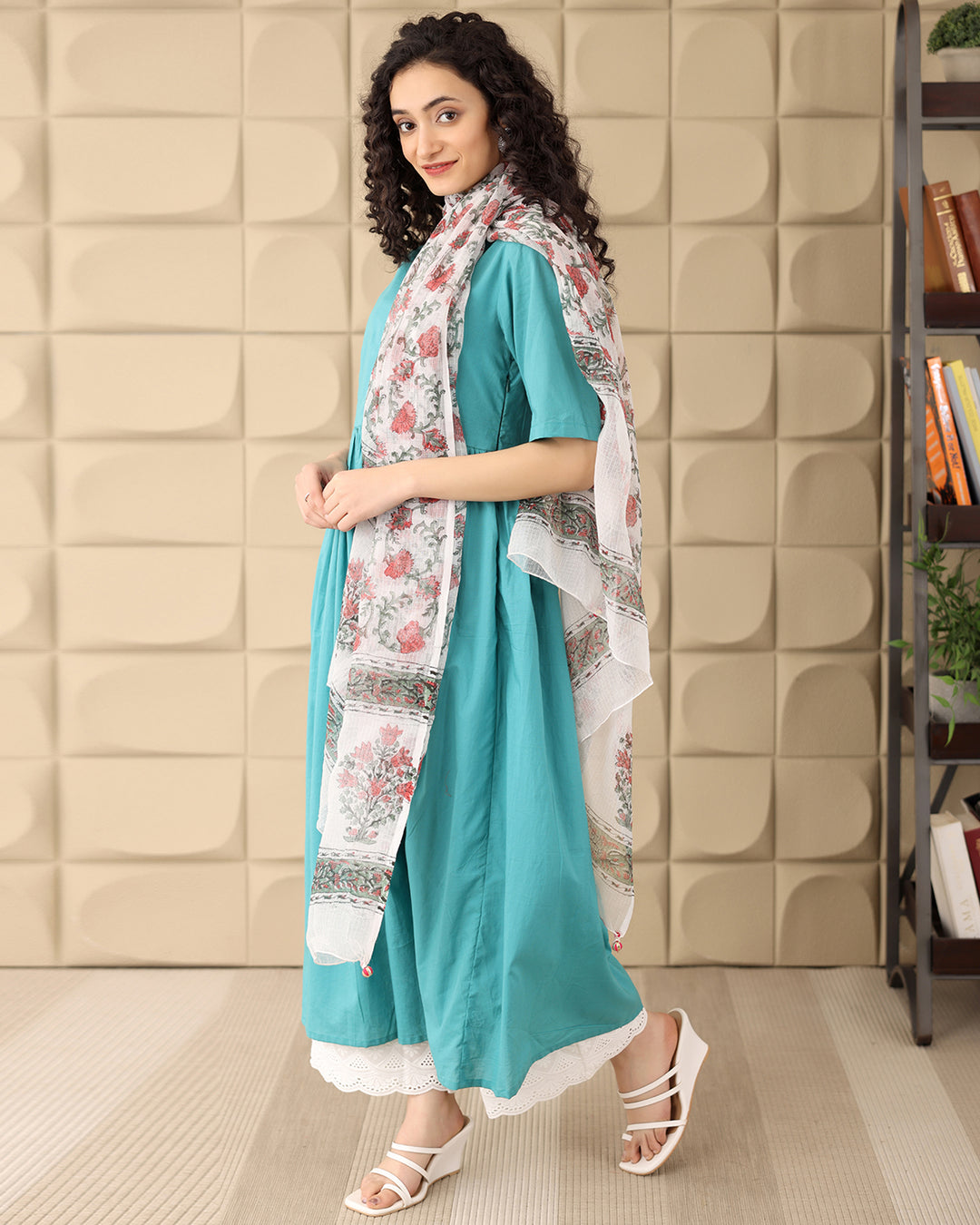 BLUE COTTON KURTA- DUPATTA SET