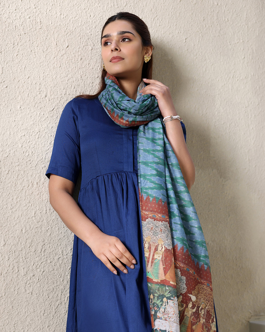 NAVY COTTON KURTA-DUPATTA SET