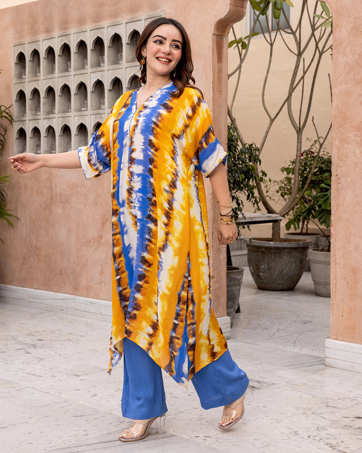 Bright Yellow Tie Dye Kurta Set