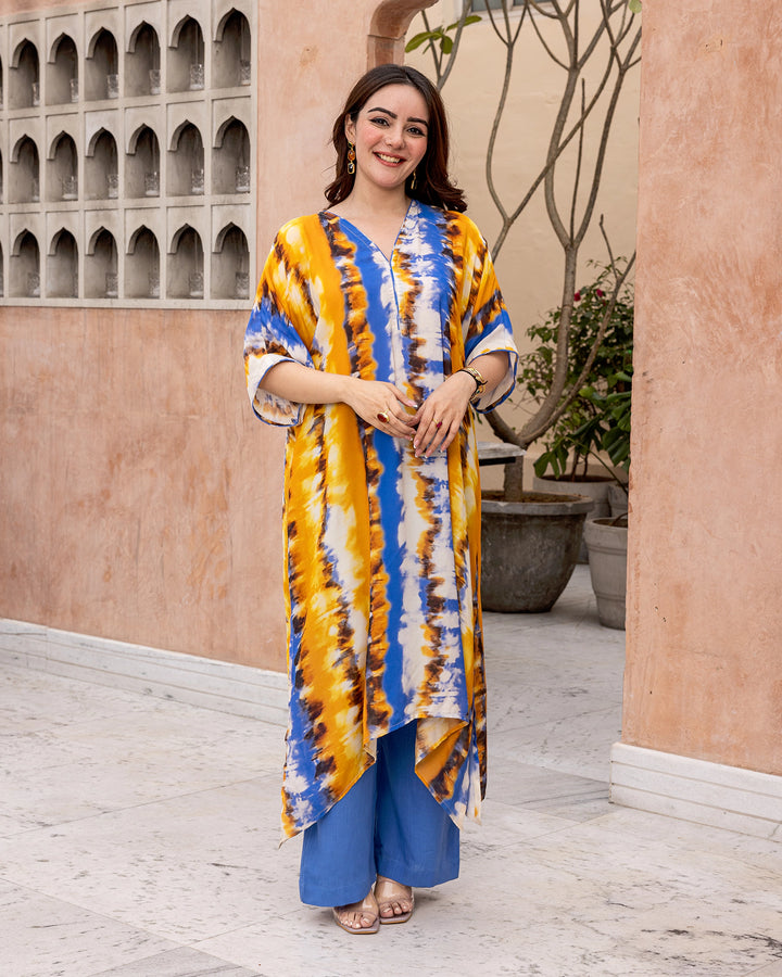 Bright Yellow Tie Dye Kurta Set