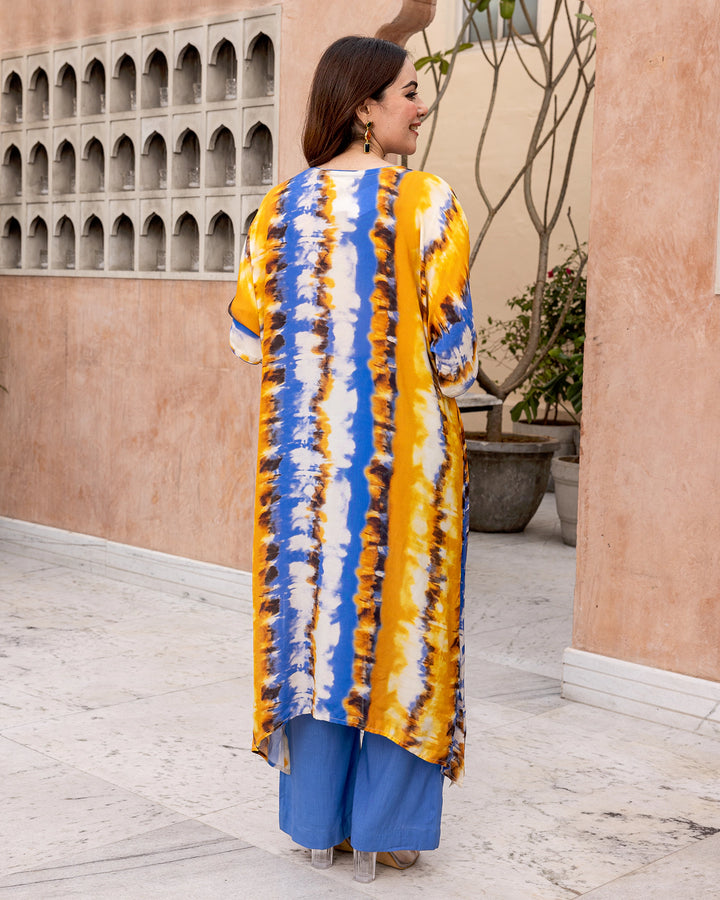 Bright Yellow Tie Dye Kurta Set