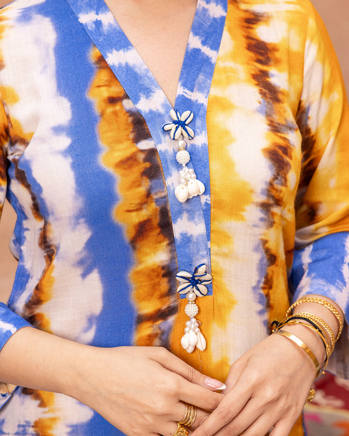 Yellow Tie Dye Kurta Set
