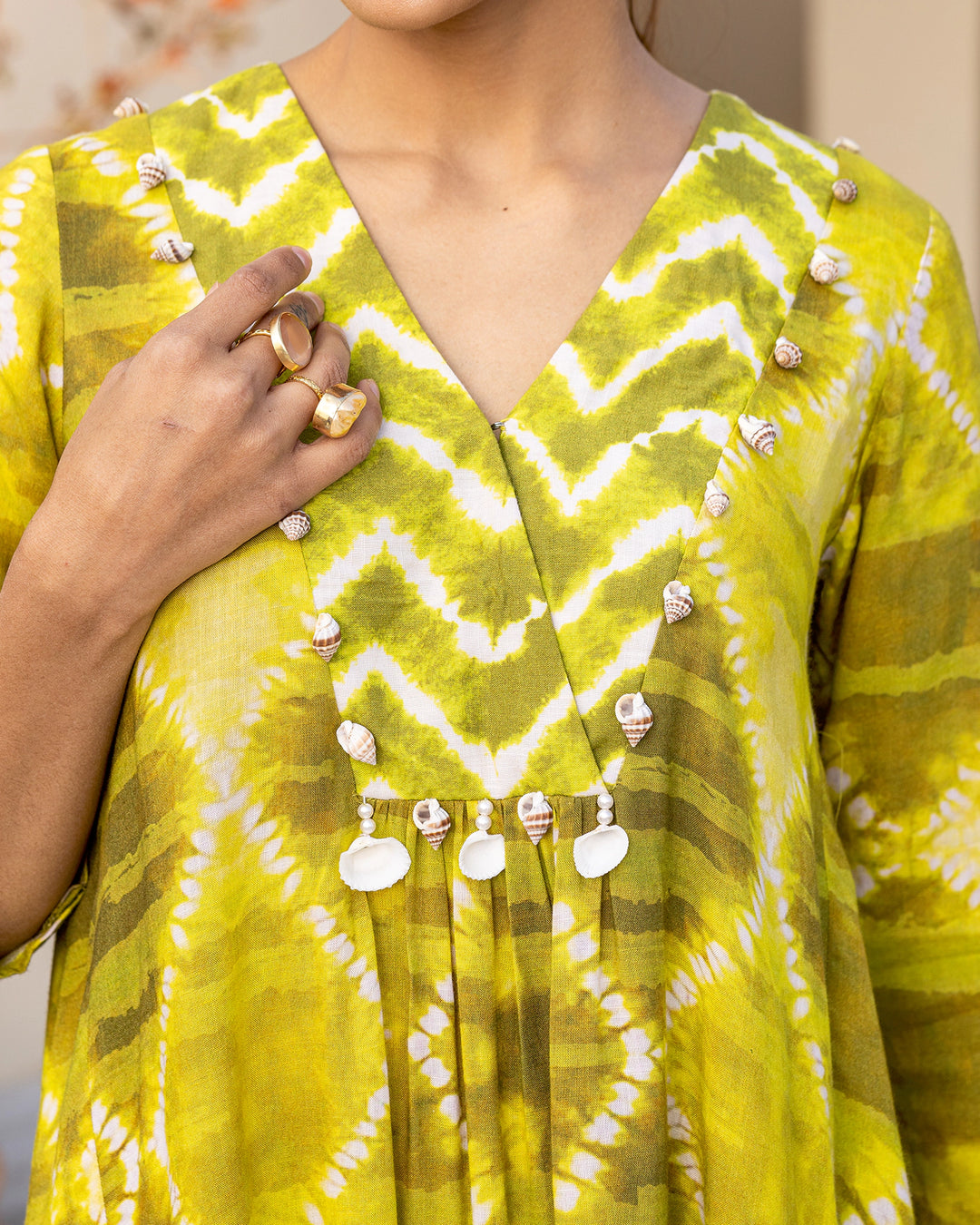 Green Tie Dye Kurta Set