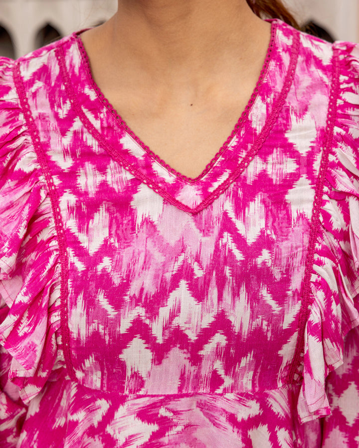 Magenta Pink Ikat Top