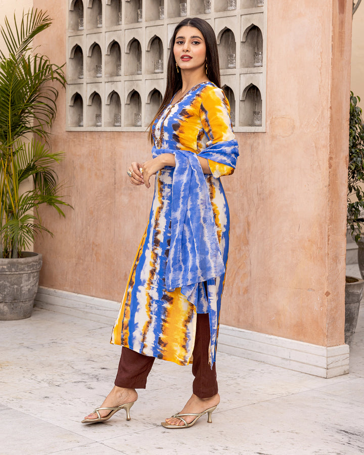 Yellow Tie Dye Suit Set