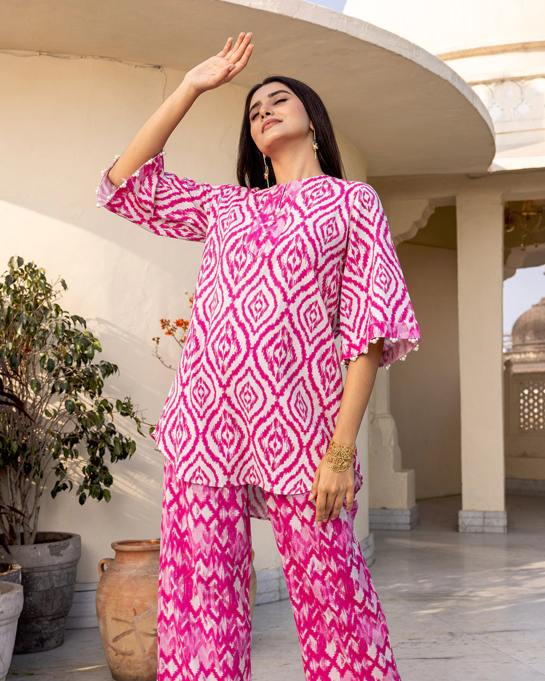 Fuschia Pink Ikat Co-ord Set