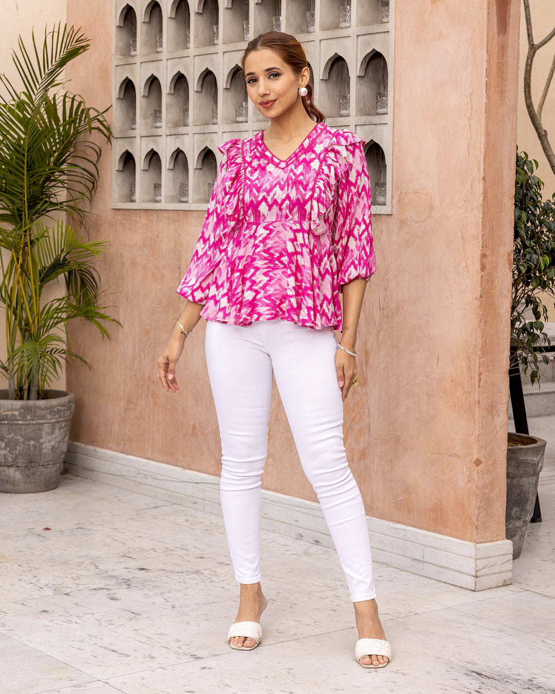 Magenta Pink Ikat Top
