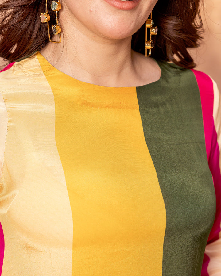 Multicolour Striped Kurta Set