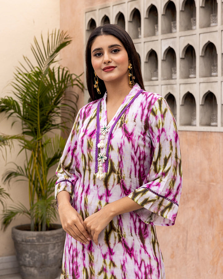 White Tie Dye Kurta Set