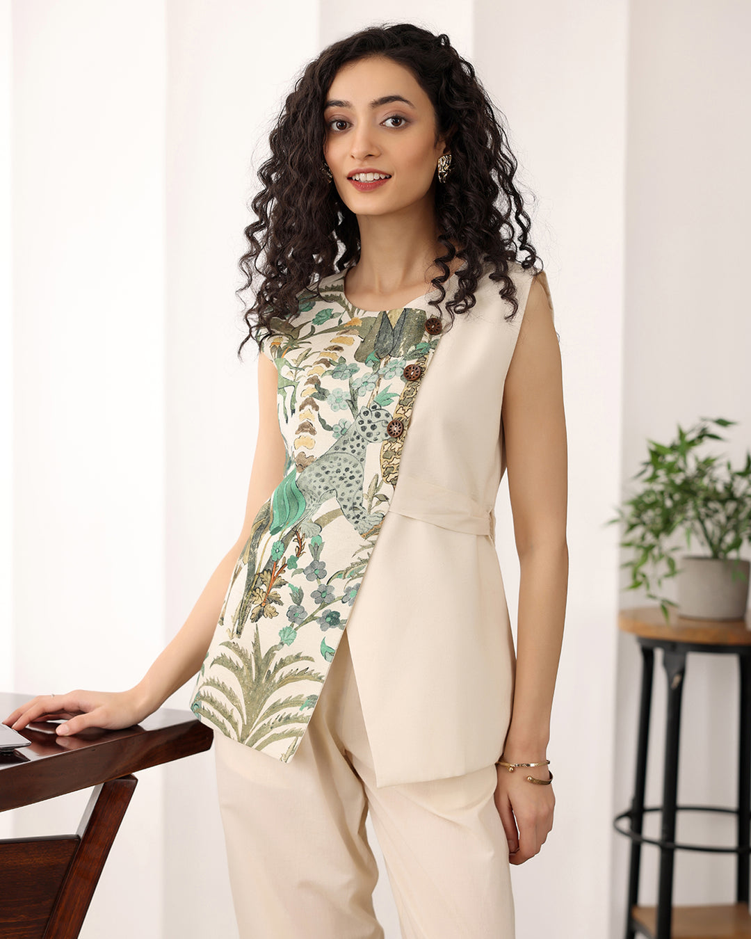 Printed Cotton Wrap Top Co-ord Set