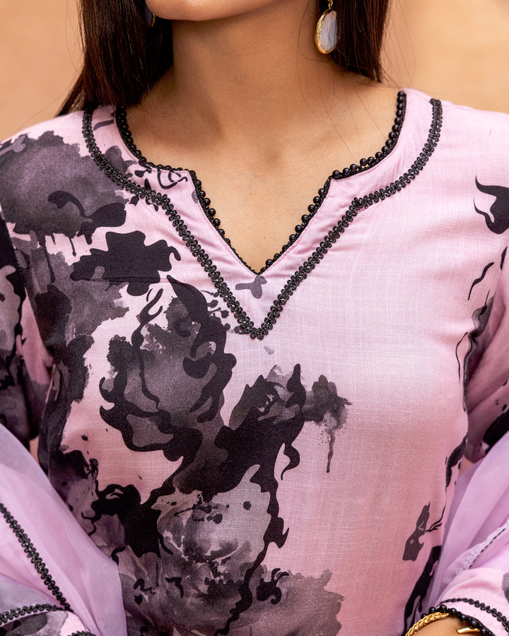 Mauve Pink Floral Suit Set