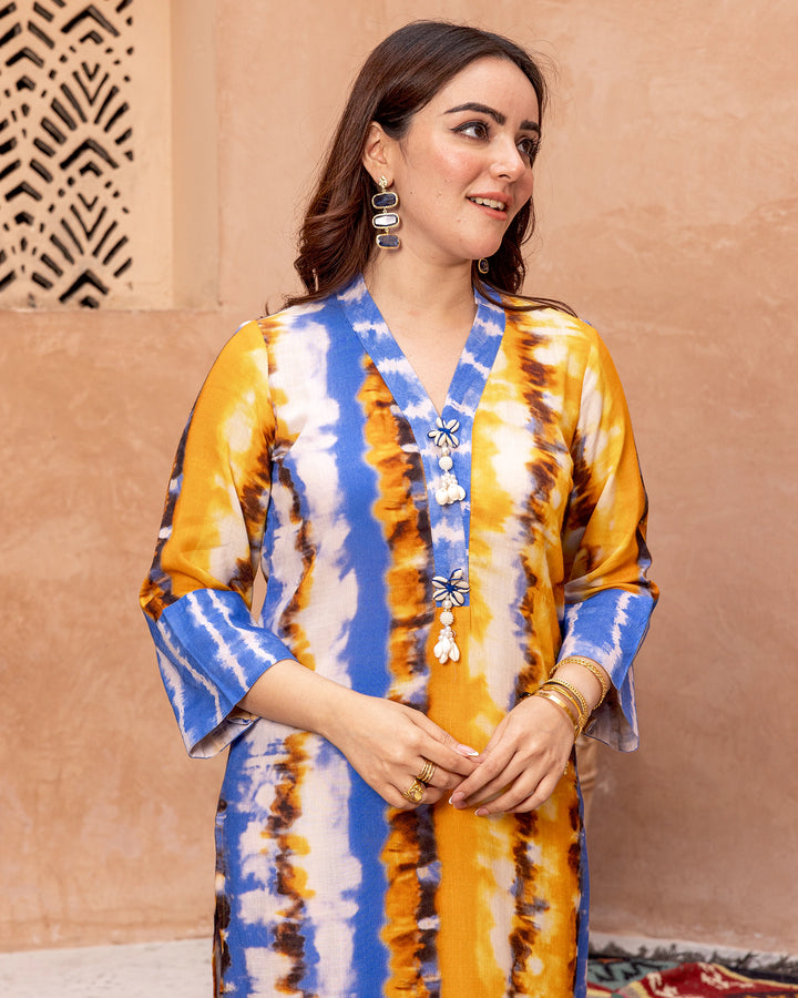 Yellow Tie Dye Kurta Set