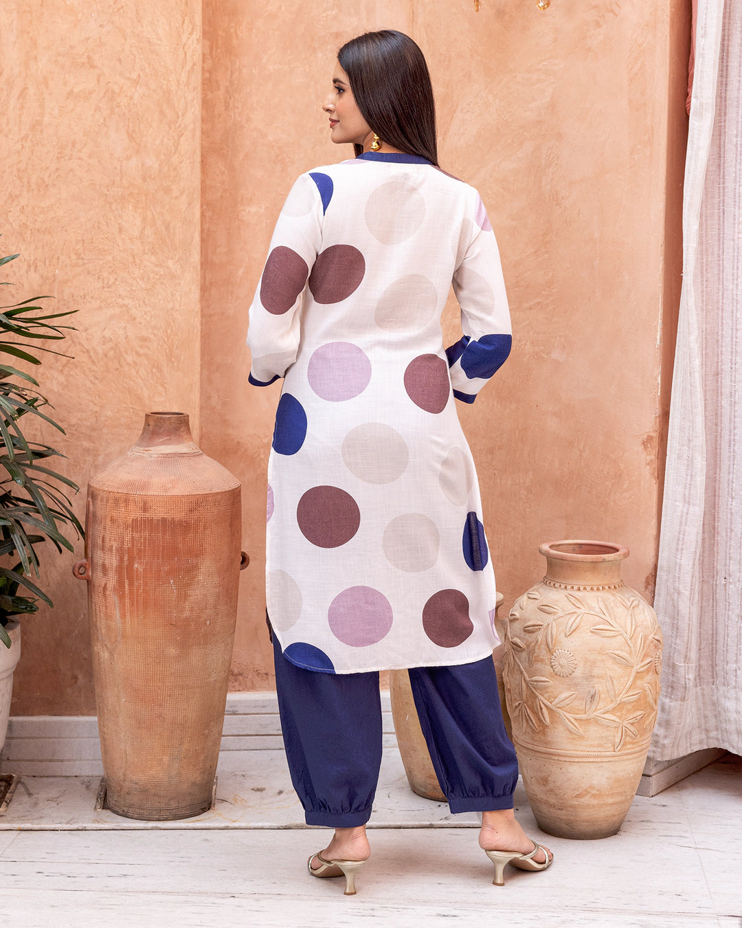 Off White Polka Play Kurta Set