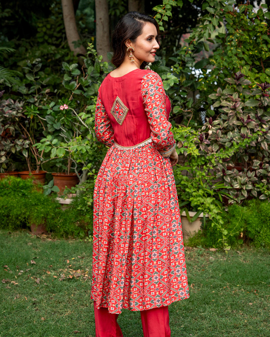 Red Patola Kurta Set