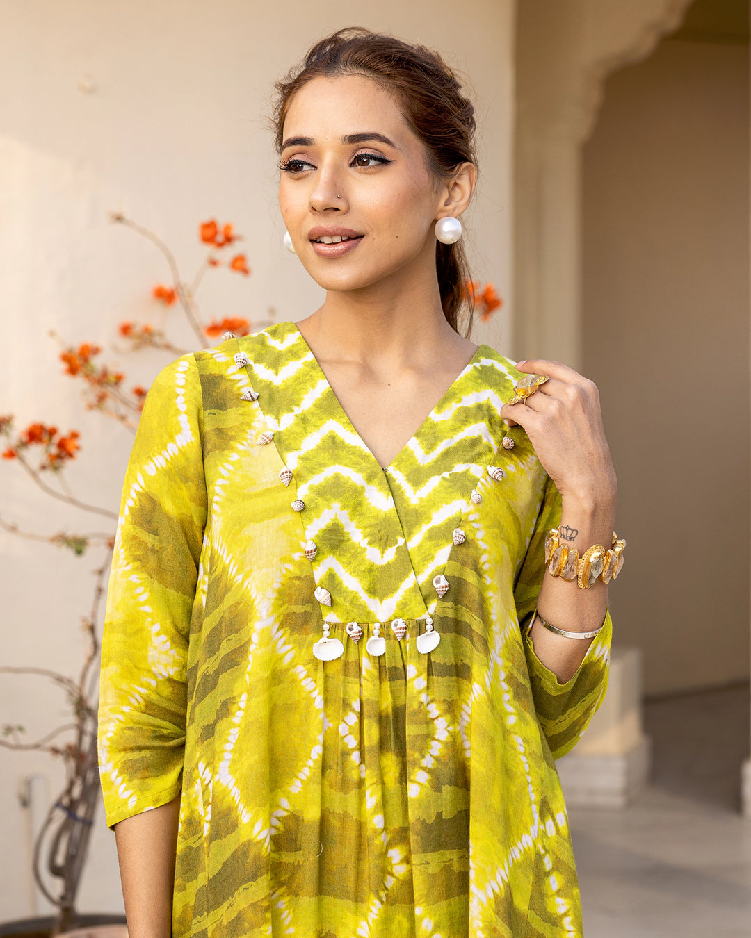 Green Tie Dye Kurta Set