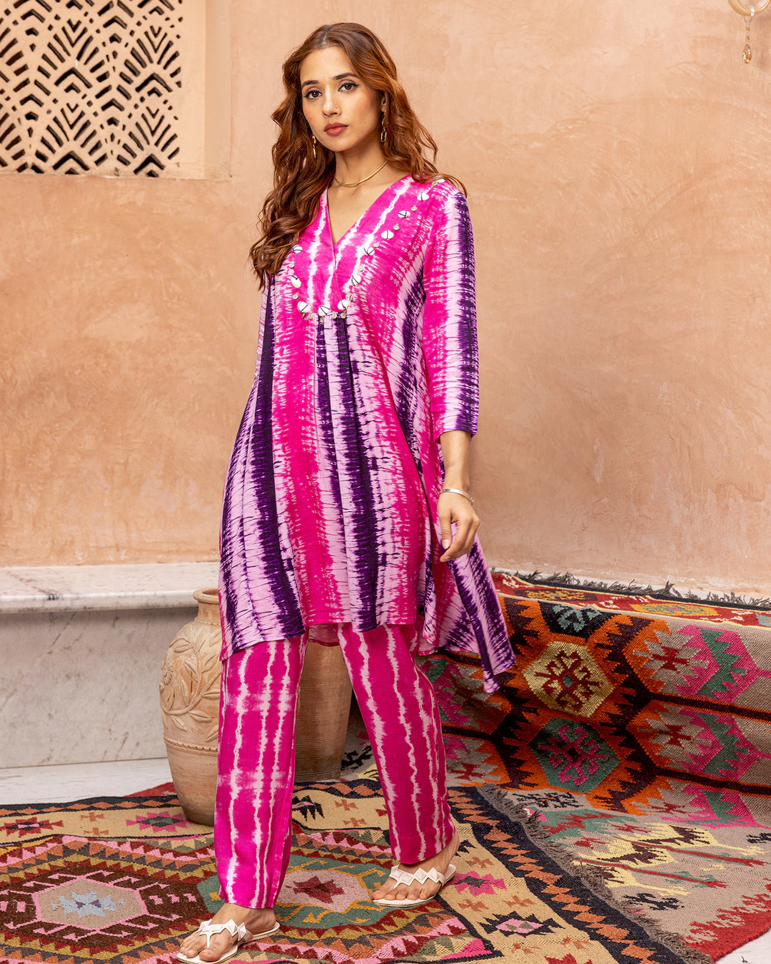 Pink Tie Dye Kurta Set