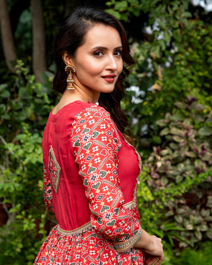 Red Patola Kurta Set