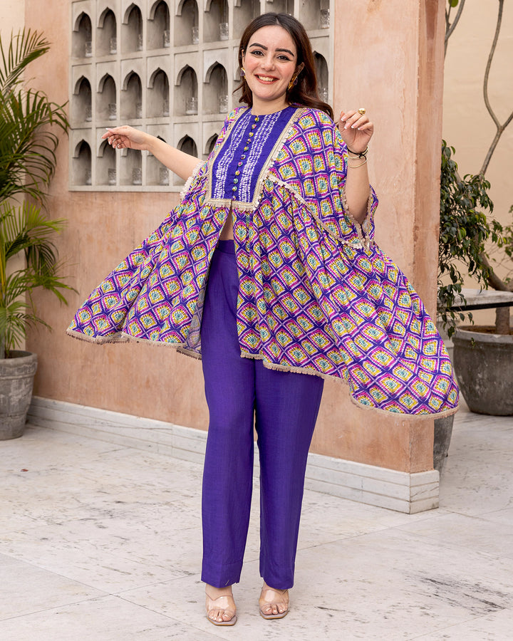 Purple Tie Dye Kurta Set