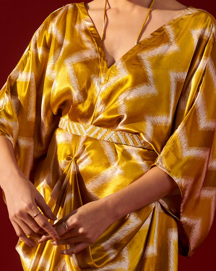 Mustard Blurred Chevron Kaftan