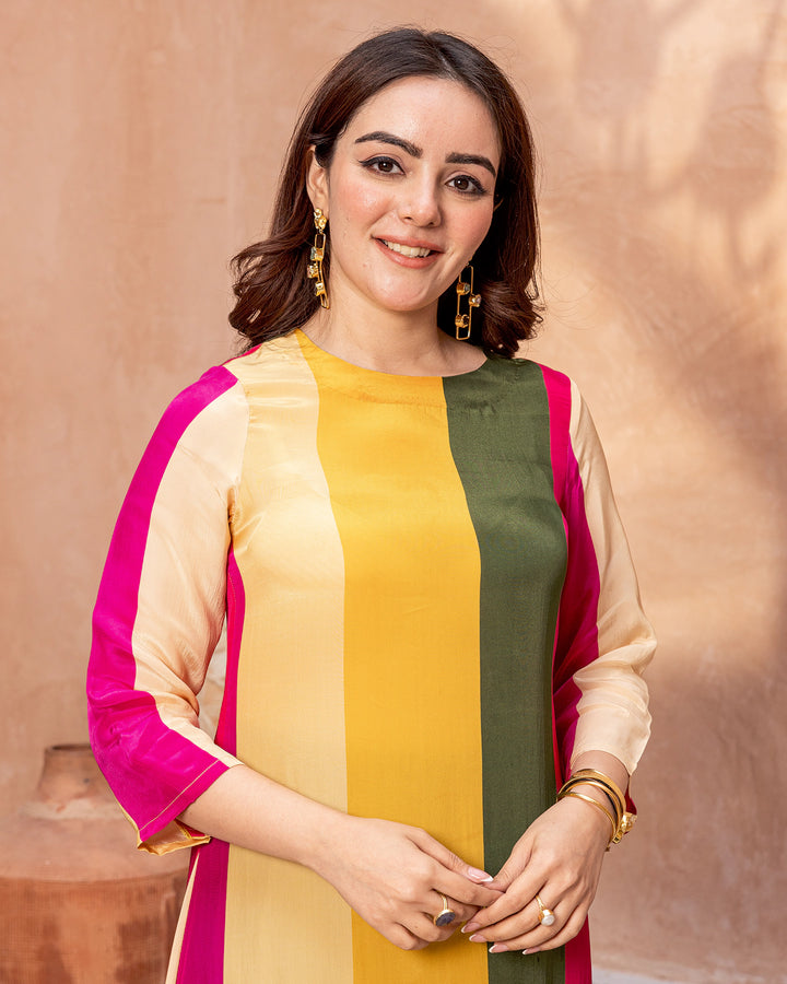 Multicolour Striped Kurta Set