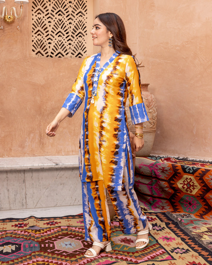 Yellow Tie Dye Kurta Set