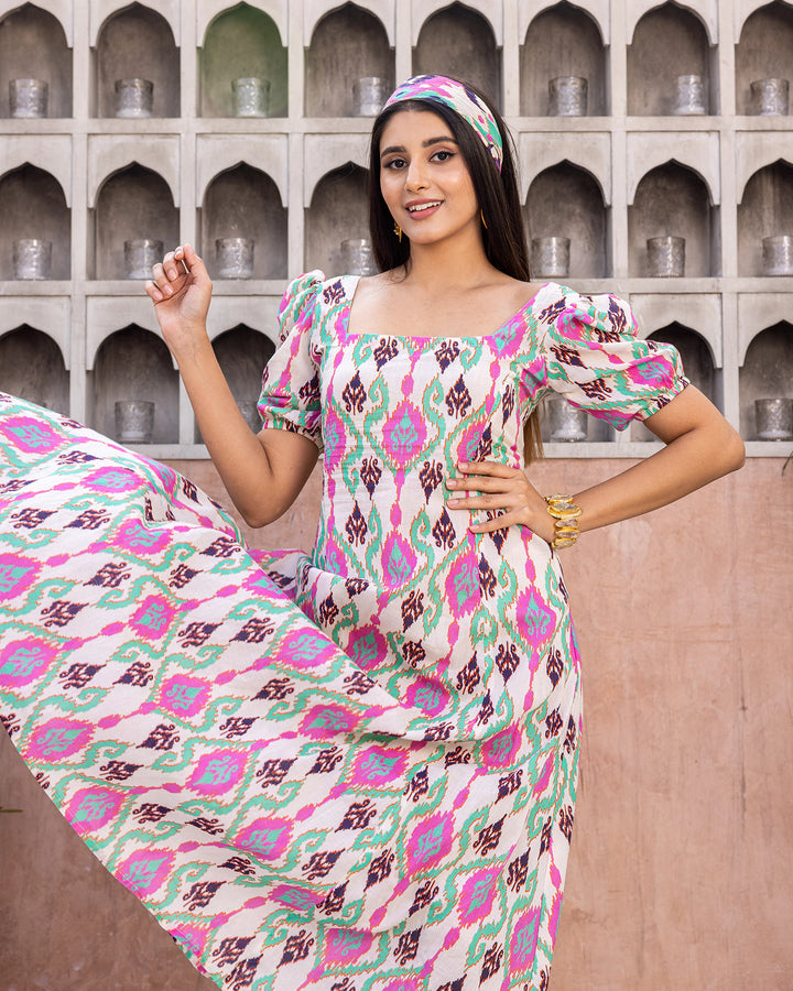 White Ikat Dress