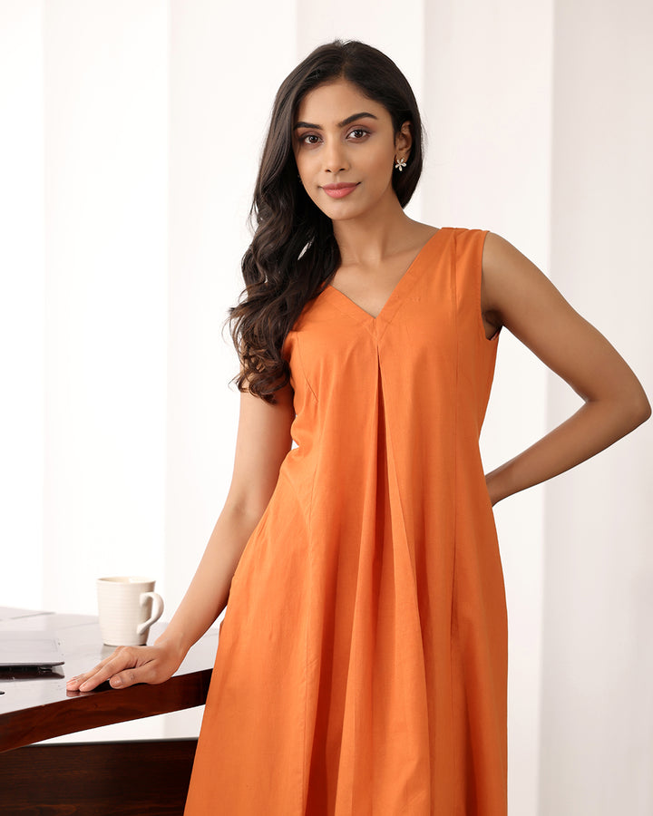 Orange High-low Kurta Set