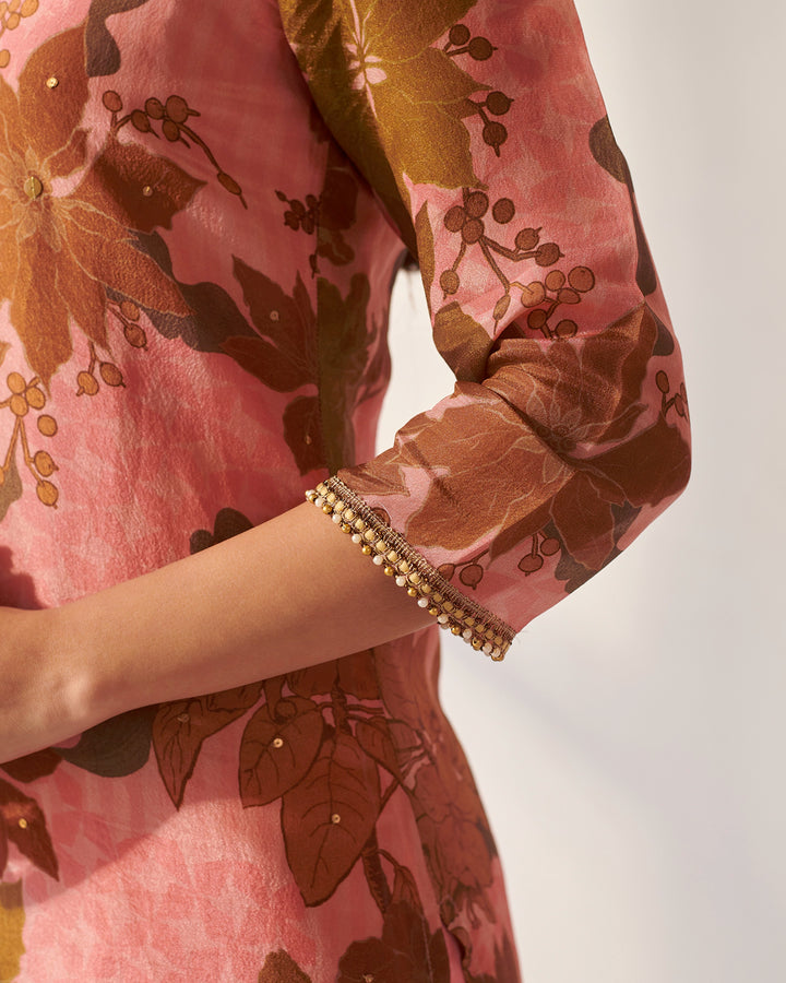 Pink Abstract Floral Kurta Set
