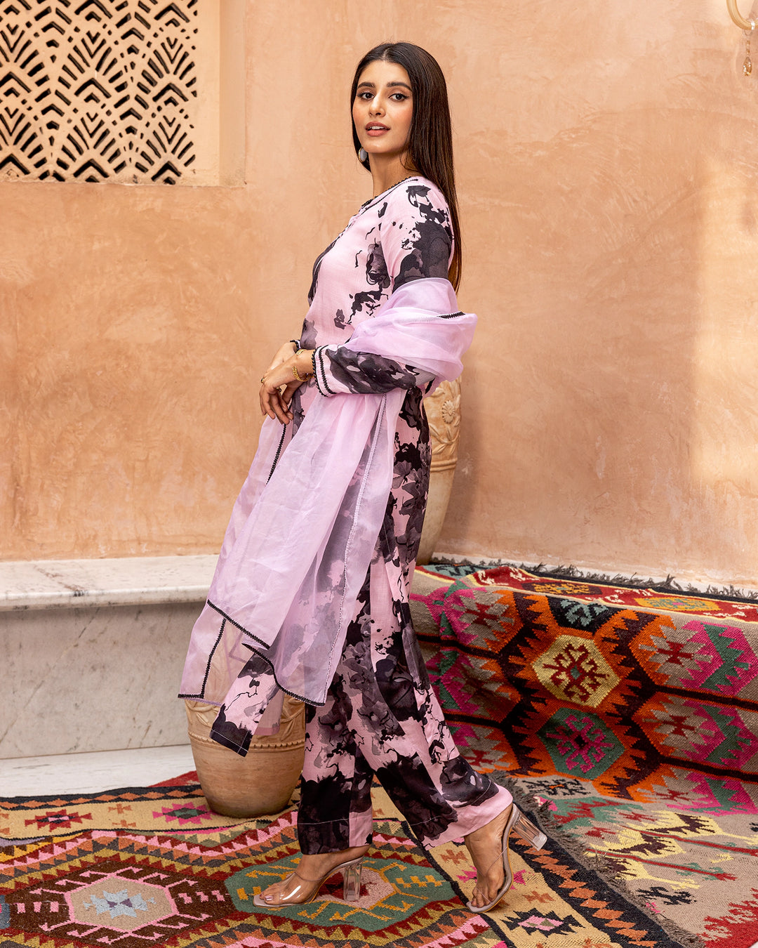 Mauve Pink Floral Suit Set