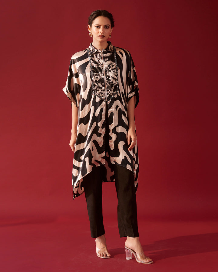 Ebony Abstract Tale Kaftan Set
