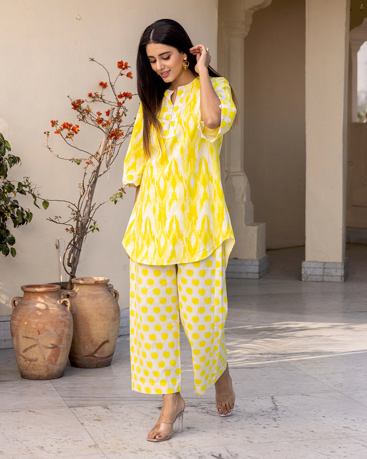 Lemon Yellow Ikat Co-ord Set