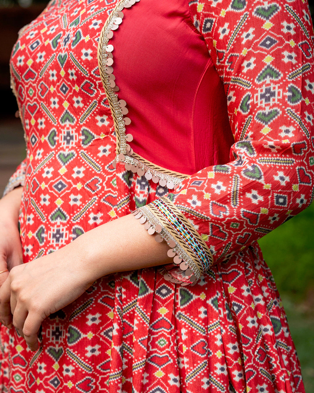 Red Patola Kurta Set