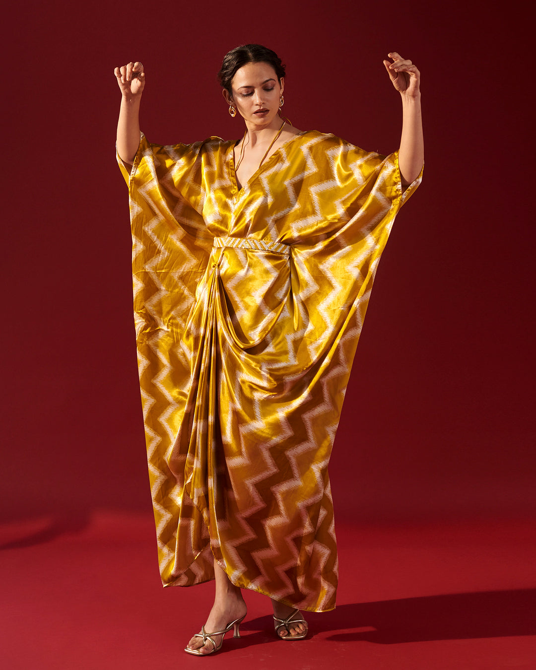 Mustard Blurred Chevron Kaftan