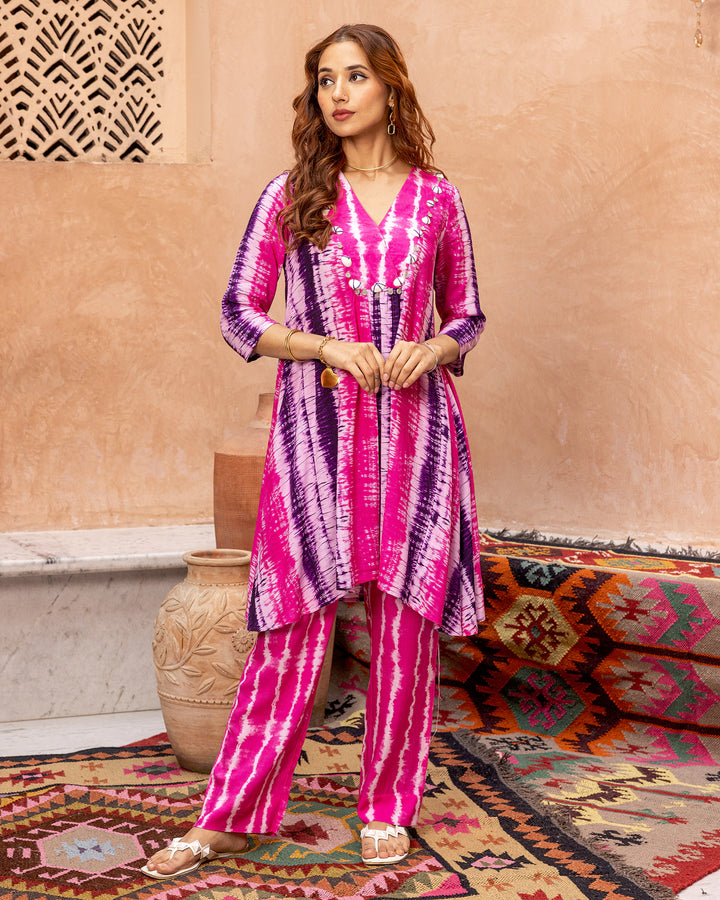 Pink Tie Dye Kurta Set