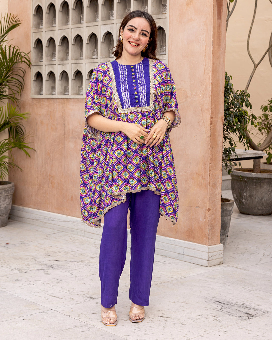 Purple Tie Dye Kurta Set