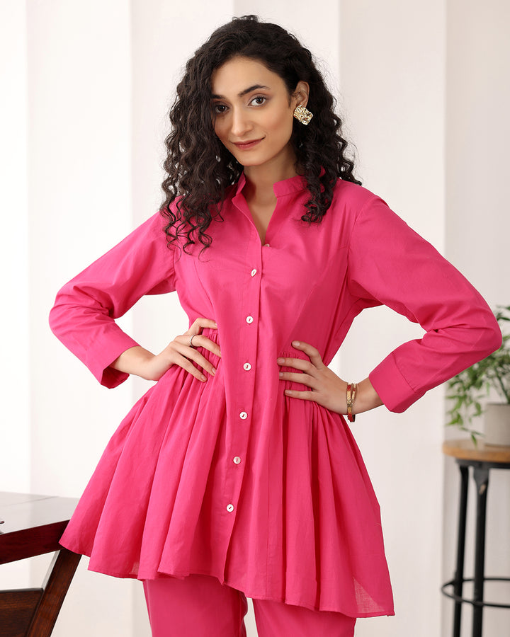 Hot Pink A-line Cotton Co-ord Set