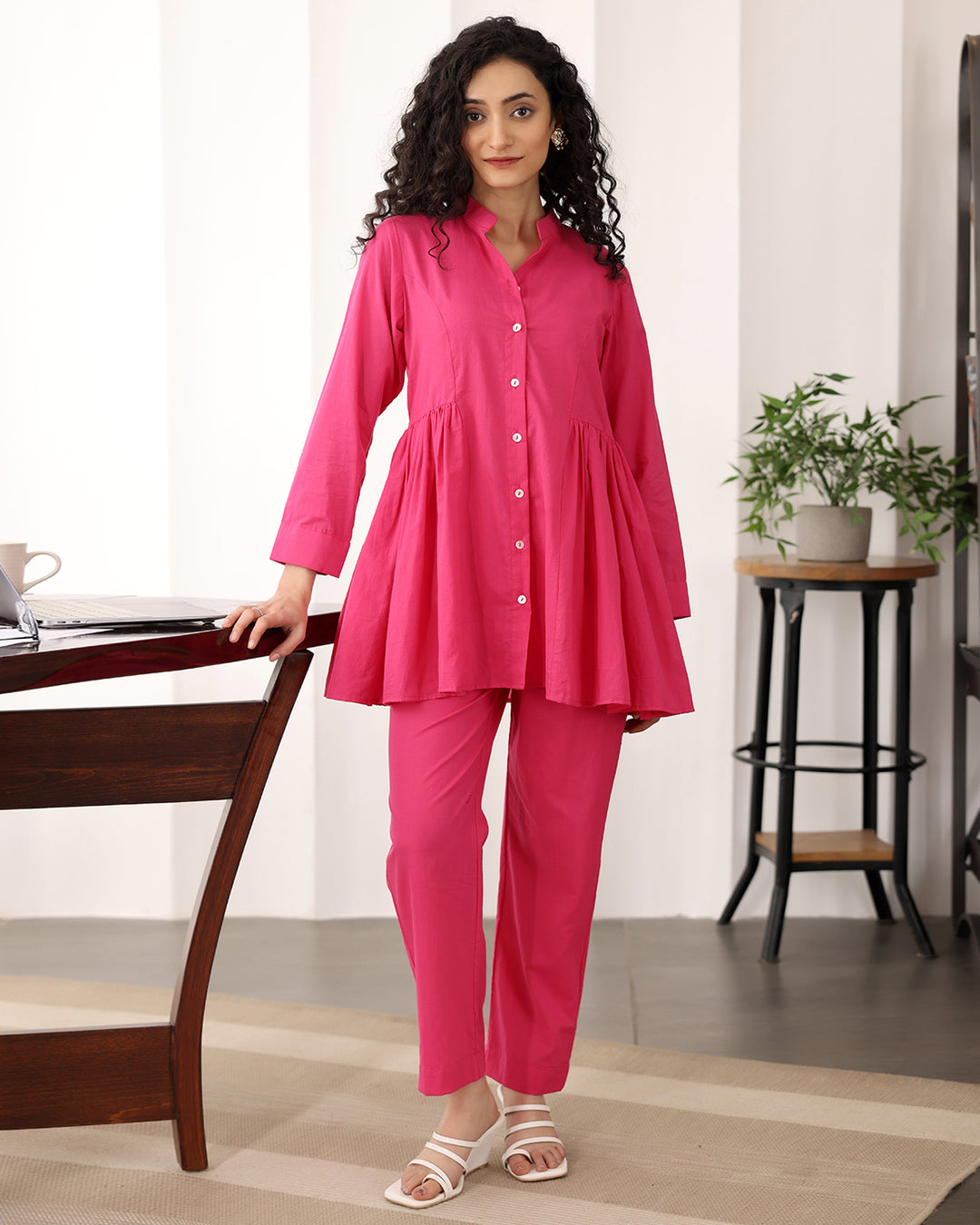 Hot Pink A-line Cotton Co-ord Set
