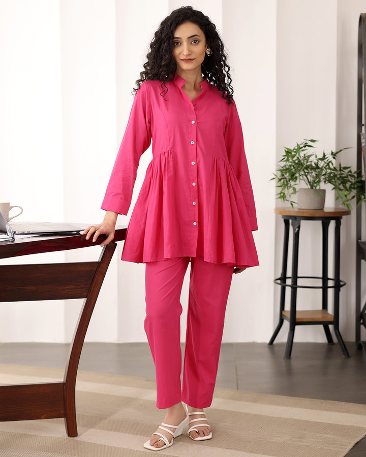 Hot Pink A-line Cotton Co-ord Set