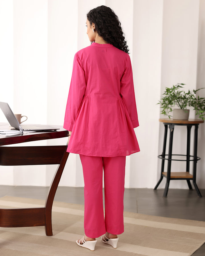 Hot Pink A-line Cotton Co-ord Set