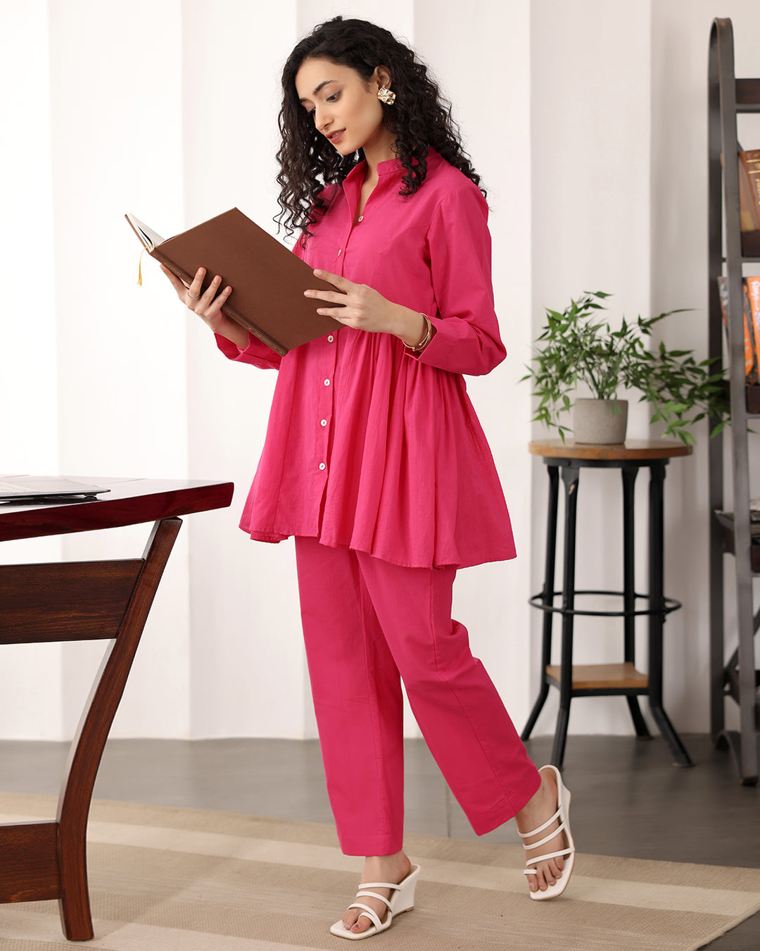 Hot Pink A-line Cotton Co-ord Set