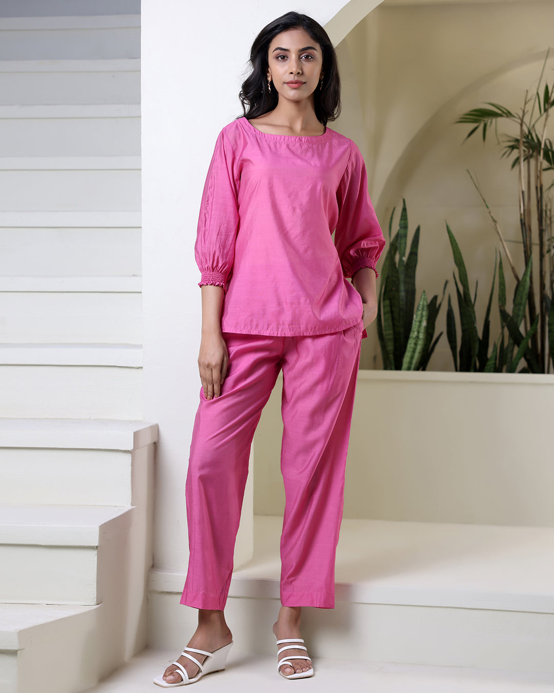 Pink Muslin Tie-up Co-ord Set