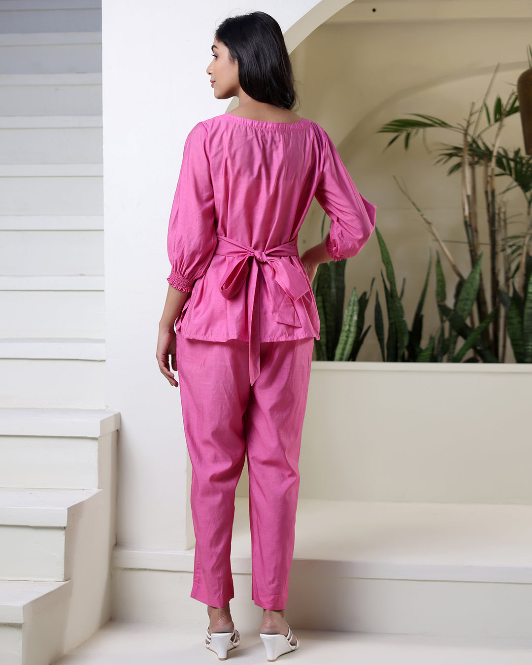 Pink Muslin Tie-up Co-ord Set