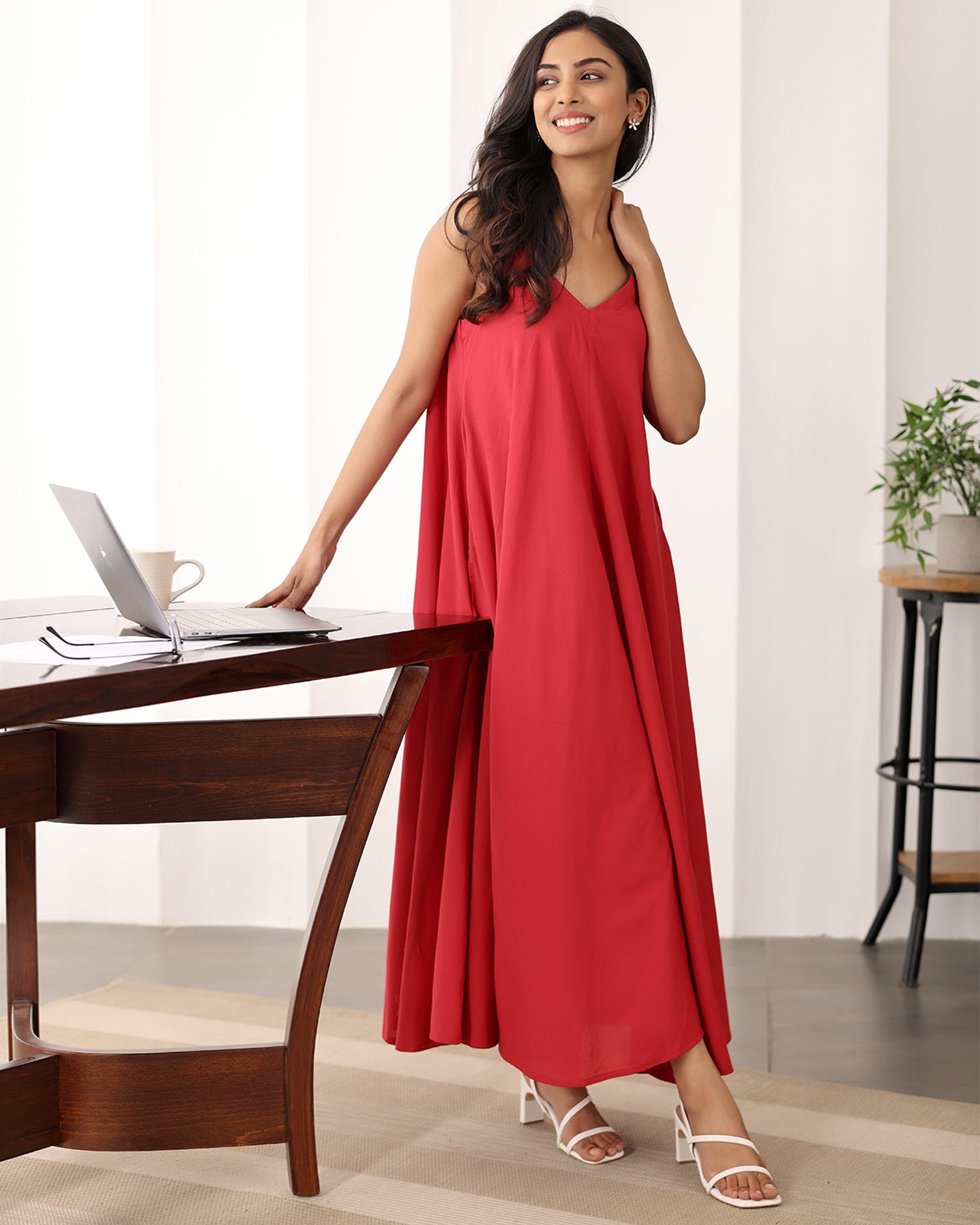 red maxi dress india Buy Red Strappy Cotton Maxi Dress Online in India – Ambraee
