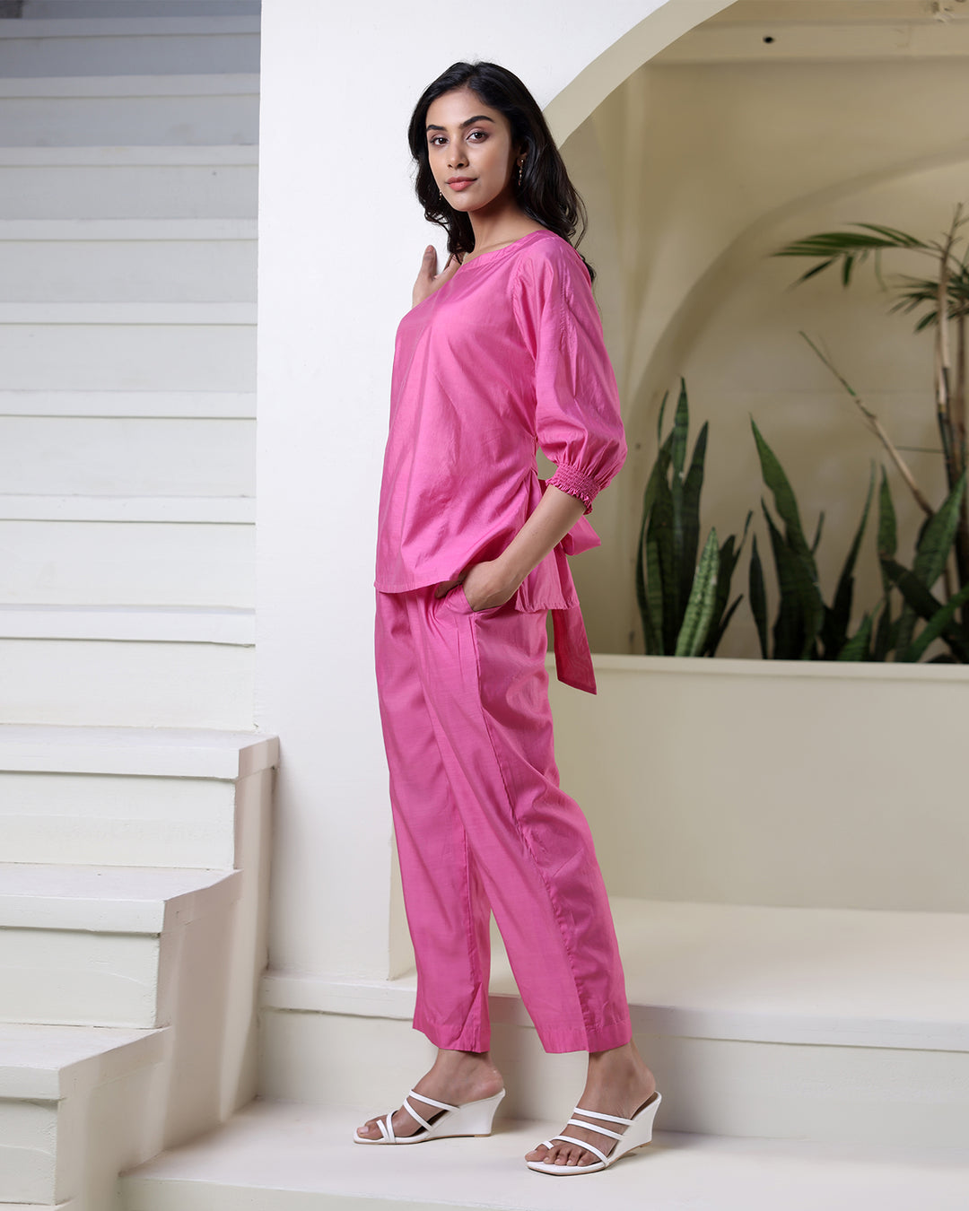 Pink Muslin Tie-up Co-ord Set