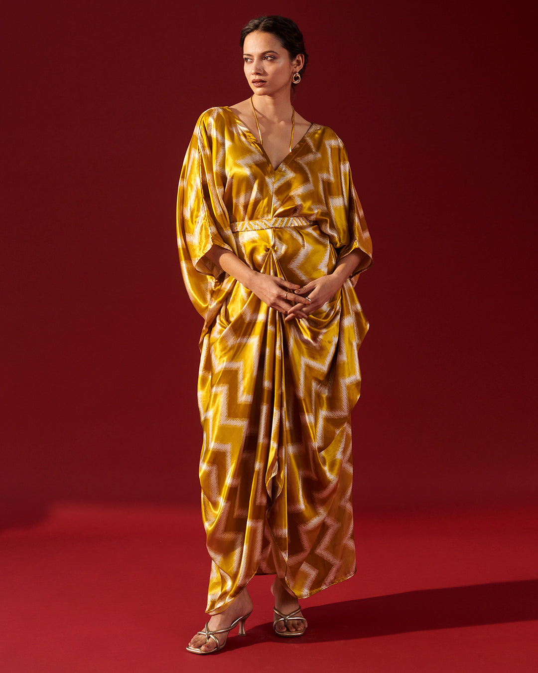 Mustard Blurred Chevron Kaftan