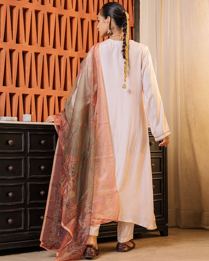 Solid mirror Chanderi Suit Set